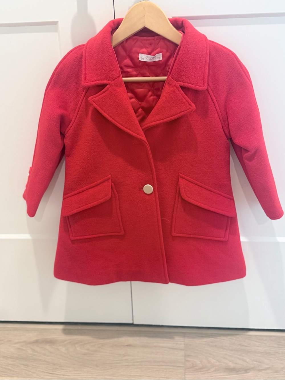 Red Girls' Peacoat with Quilted Lining - Unbranded